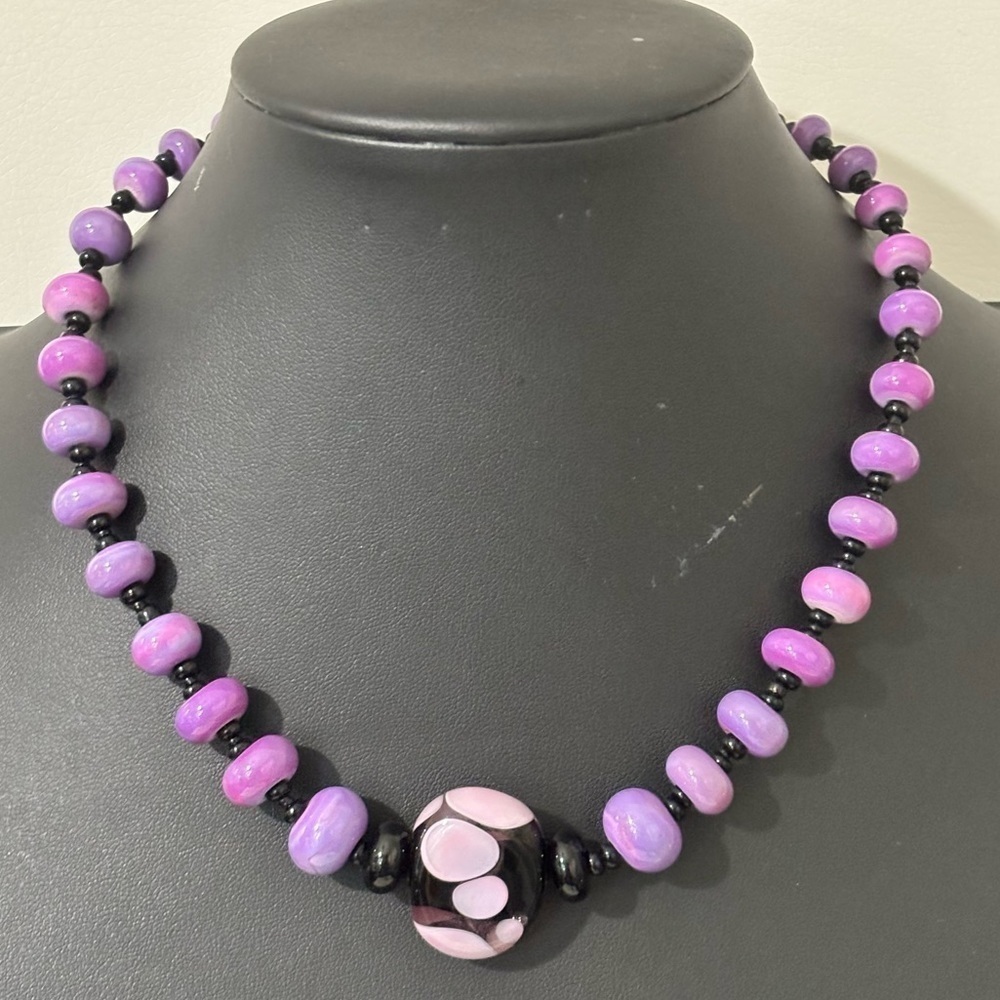 Sea glass and phosphorite sterling necklace